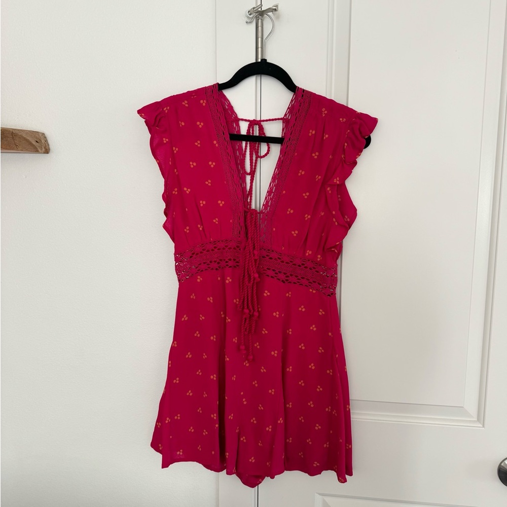 Free People Morning Sun red romper